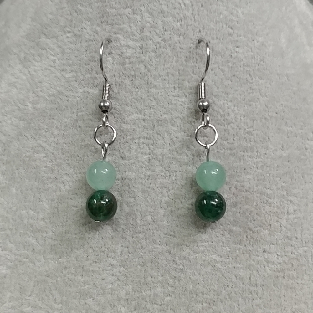 Earrings Aventurine Fuchsite Natural Gemstone Earrings Surgical Stainless-Steel